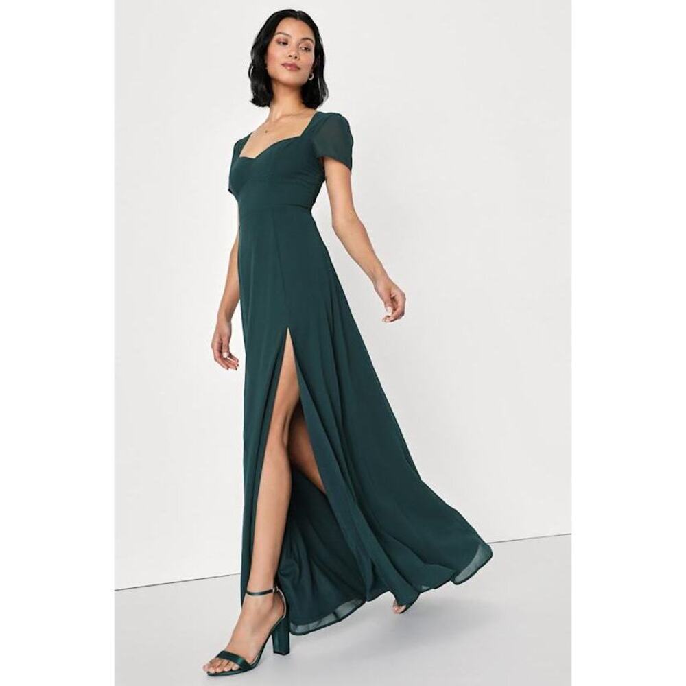 Lulu's Elegant Green Maxi Dress / bridesmaids or formal occasions
